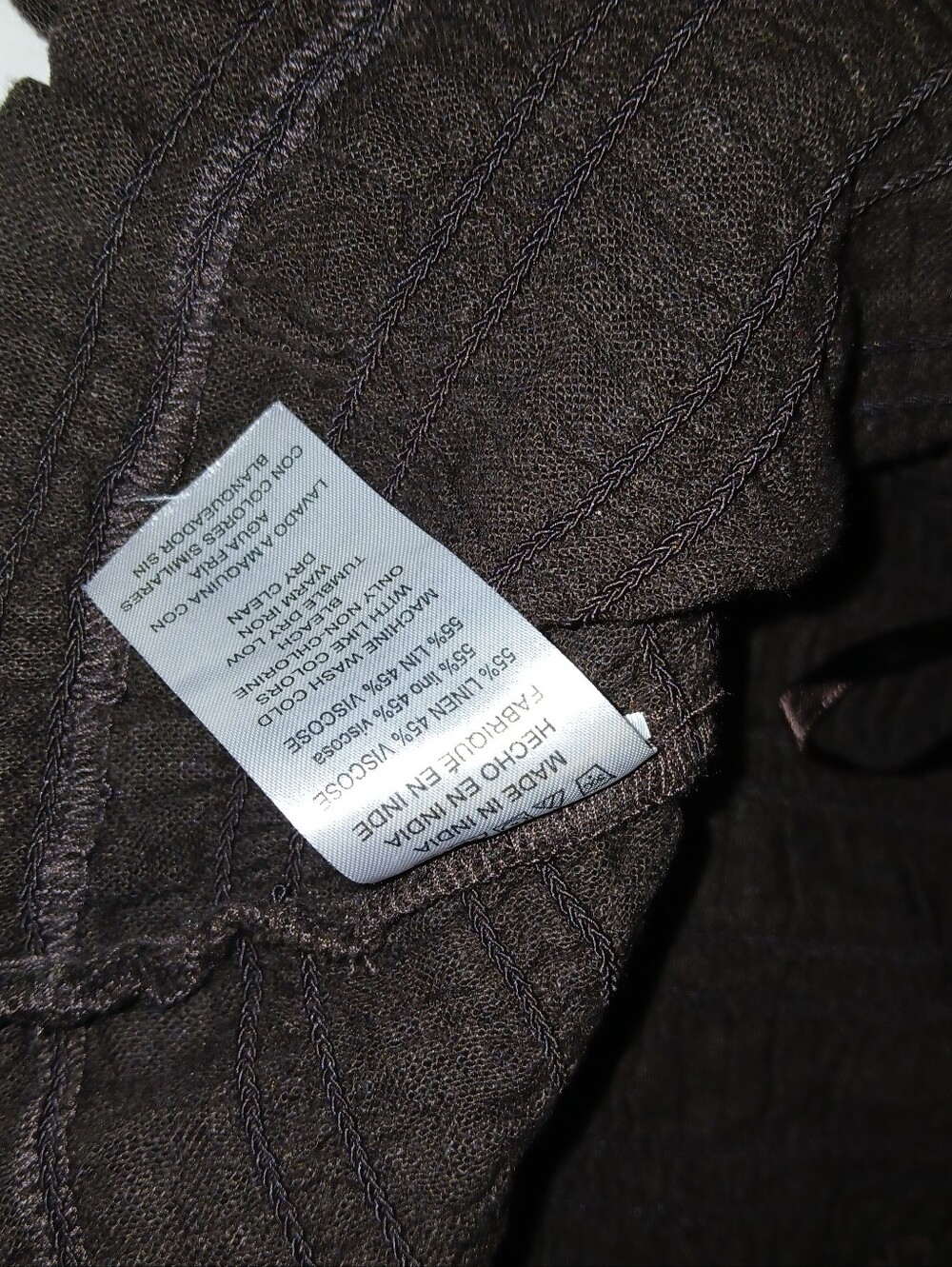 Michael Kors Linen Blend Smocked Square Neck Cami, Dark Brown/ Summer 26 piece - Picture 9 of 9